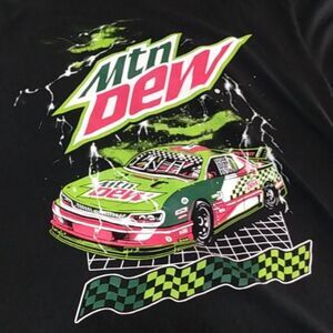Mens Mtn Dew Racing Car Graphic T Shirt Black Size M‎